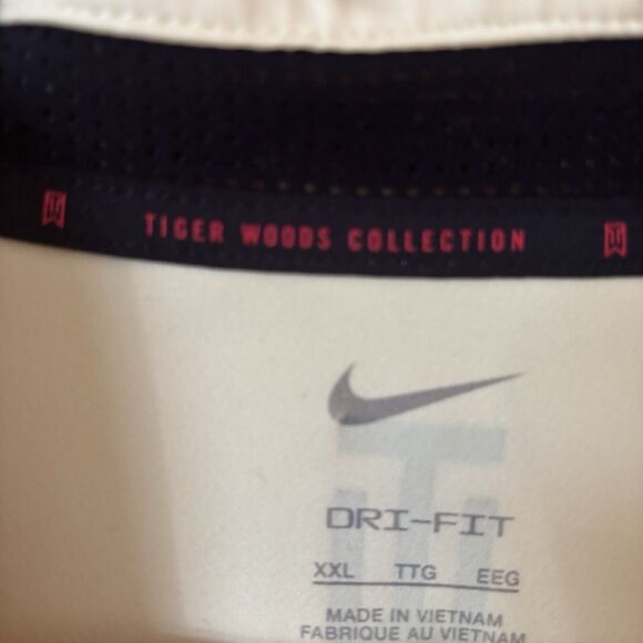 Nike Tiger Woods Men Golf Polo Shirt XXL Yellow Striped Dri-Fit Performance Logo - Picture 6 of 13